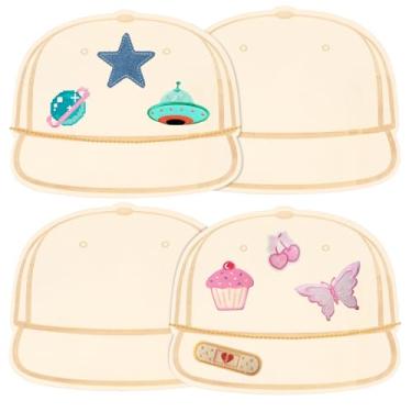 Imagem de ZJRDYYK Conjunto de paleta de modelos de chapéu de caminhão de madeira, 4 peças/6 peças, faça você mesmo para bonés de beisebol e caminhoneiro (4 peças)