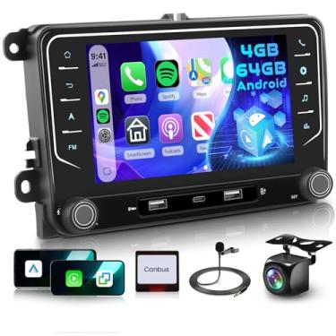 Imagem de Rádio veicular WiFi 4G + 64G 5G para VW Golf 5 6 Passat Jetta Caddy EOS T5 Tiguan Touran CC Polo, com DSP/32 EQ Wireless Carplay e Android Auto, 22.9 cm 1280P IPS Touchscreen Android Car Stereo Head