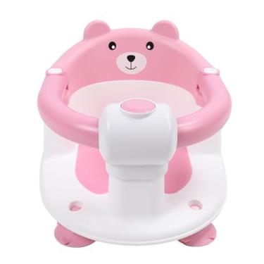 Imagem de Jiawu Cadeira de Banho Infantil Antiderrapante, Assento de Banho para Bebês, Resistente, Banco de para Recém-nascidos, Plástico Branco, 12,4x15,94 Polegadas (Róseo)