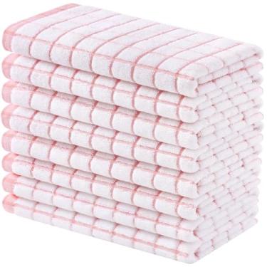Imagem de Homaxy Toalhas de cozinha premium (40,6 cm x 71,1 cm, pacote com 8), panos de prato grandes de algodão fiado anel, toalhas de mão de cozinha macias super absorventes, conjunto de toalhas de chá de