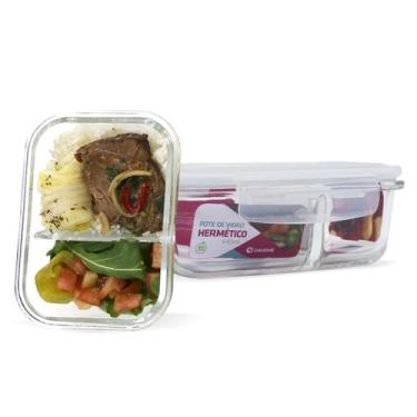 Imagem de Kit 2 Potes Herméticos Marmita Fitness 640ml Com Divisória - U4home, B