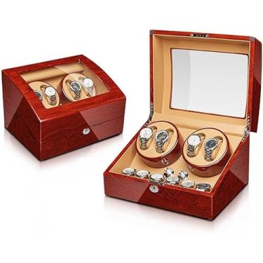 Imagem de 2 enroladores de relógios para relógios automáticos, armazenamento duplo de relógio, motor japonês, alimentado por bateria e AC, organizador de relógio giratório premium para colecionadores