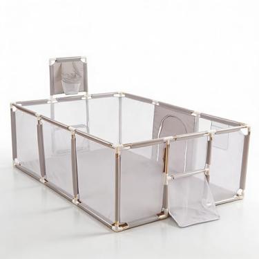 Imagem de Cercadinho Bebê URBANIUS 180x120cm com Tela Respirável e Portinha com Zíper, Parque Infantil com Cesta de Basquete e Gol, Desmontável e Portátil