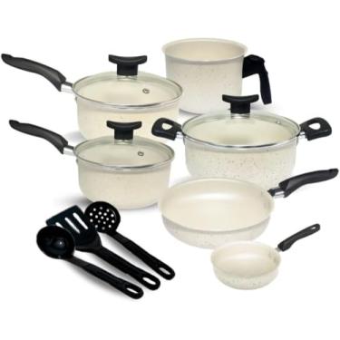 Imagem de Jogo de Panelas Antiaderente Premium 9 Peças com Tampas de Vidro – Conjunto Elegance Alumínio(Granito)