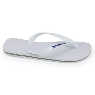 Imagem de Chinelo Havaianas Bandeira Brasil clássica listras verão, Branco, 39