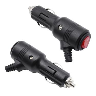 Imagem de Xilaghy Conector de plugue de isqueiro de 12 V com interruptor liga/desliga, adaptador de plugue de substituição para isqueiro de carro com fusível de 15A e indicador LED (pacote com 2)