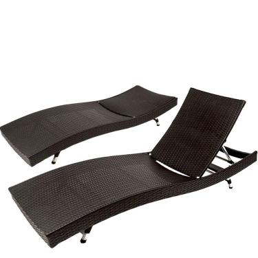 Imagem de 2 Espreguiçadeiras Com 6 Regulagens Em Alumínio - Preta