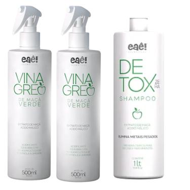 Imagem de Kit 2 Vinagre de Maçã Verde + Shampoo Detox Eaê! Cosméticos
