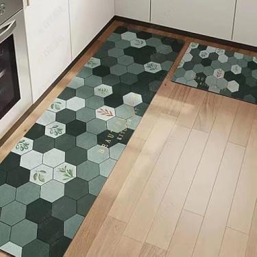 Imagem de Tapete Antiderrapante para Cozinha – Jogo com 2 Peças, Absorvente, Secagem Rápida, Base Antideslizante(Foto C,2 UNIDADE 38X118)