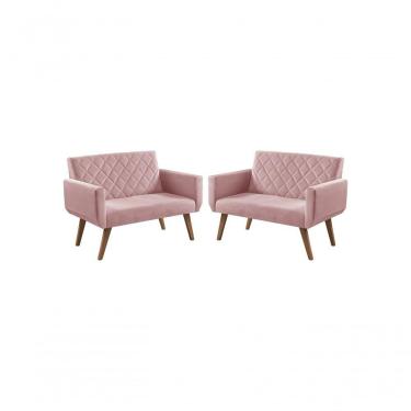Imagem de Kit 2 Poltronas 2 Lugares Anabelle Unidecor Rosa