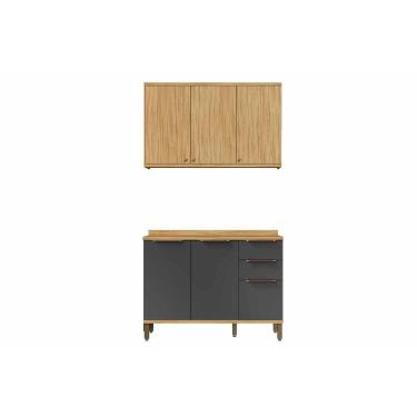 Imagem de Cozinha Modulada Ronipa 2 Peças Sauvignon C2P60 Amendoa/Chumbo