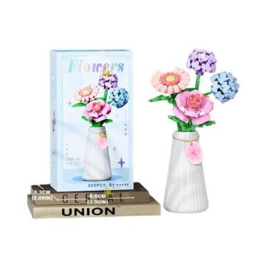 Imagem de Brinquedo De Blocos Mini Modelo Rosa Girassol HUIQIBAO MOC Buquê De Fl