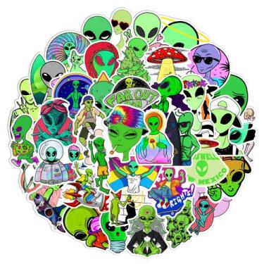Imagem de Pacote de adesivos Cool Alien, 50 unidades UFO & Space Waterproof - yi