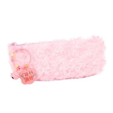 Imagem de Estojo de lápis de pelúcia de grande capacidade com padrão rosa 21x5x9