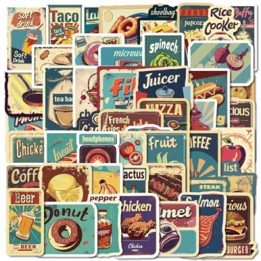 Imagem de Adesivos vintage retrô 50 peças de vinil impermeável de 3 a 6 cm - Yiw