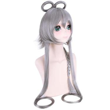 Imagem de Peruca de cosplay Vocaloid Silver Long Hair 100cm para adolescentes/ad
