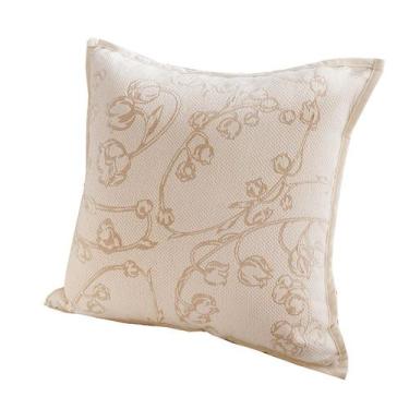 Imagem de Capa de travesseiro bege floral elegante em tela gravada 45x45cm - yiw