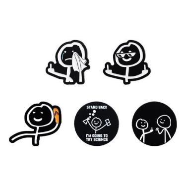 Imagem de Conjunto de broches Funny Stick Figure, 6 peças de liga esmaltada - Yi