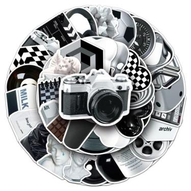 Imagem de Conjunto de adesivos de 50 peças em preto e branco Cartoon Creative Tr