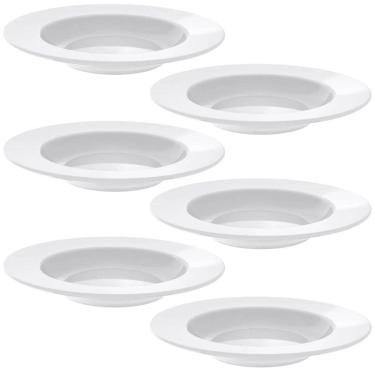 Imagem de Jogo 6 Pratos Fundos Tramontina Porcelana 23cm Aba Larga Branco Maria Augusta