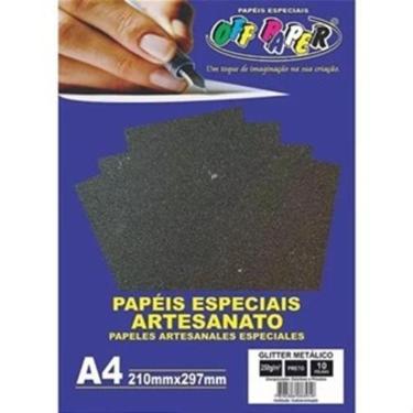 Imagem de Papel Glitter A4 Metalizado 250G 10Fls Topodebolo - Preto