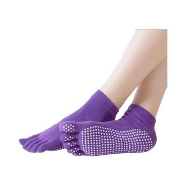 Imagem de Meias De Algodão Antiderrapantes Para Yoga E Pilates Femininas, Cinco 