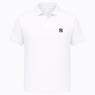 Imagem de Camisa Gola Polo Basica Plus Size Piquet Confortavel Camiseta Lisa Com Botao Estampa NY Moderna-Masculino