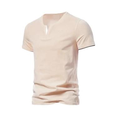 Imagem de Camiseta Masculina Slim Fit Com Decote Em V E Manga Curta, Casual De V