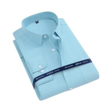Imagem de Camisa Oxford Masculina De Manga Longa 100% Algodão Confortável Respir