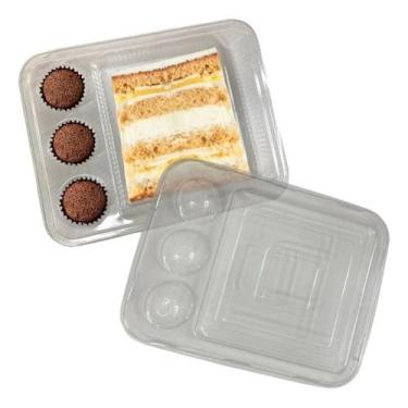 Imagem de Embalagem Descartável Para 1 Fatia de Bolo e 3 Doces 100unid - Vilelas