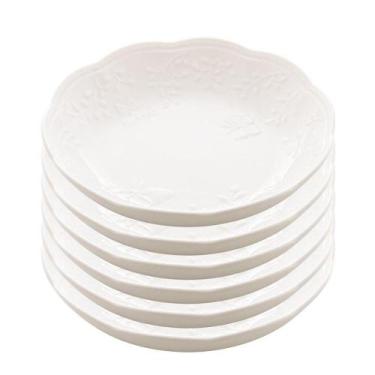 Imagem de Jogo 6 Prato Fundo Branco De Porcelana New Bone Butterfly Flower Flore