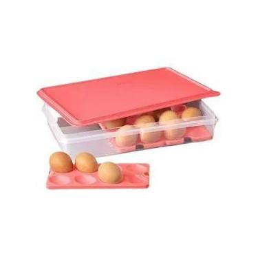 Imagem de Tupperware Porta Ovos Refri Box Plus Coral.