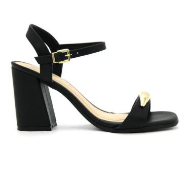 Imagem de Sandalia Feminina Ramarim Original Salto Casual Social 202, 36, Preto