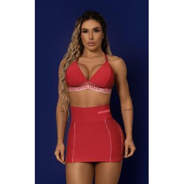 Imagem de Conjunto top bojo + short saia trend new maria gueixa, G, Vermelho