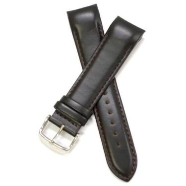 Imagem de Pulseira Relógio Couro 22mm Encaixe Curvo.LC68 - Alfa, Marrom Escuro, 