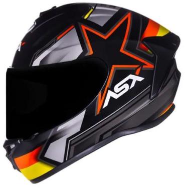 Imagem de Capacete ASX Draken Piloto Preto Fosco / Vermelho / Amarelo, 58