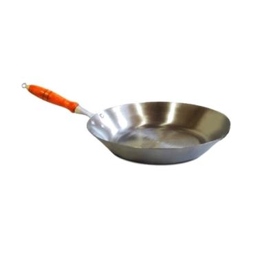 Imagem de Frigideira Aço Carbono 2MM Cabo Madeira Fritura 1500ML 25CM Profunda Preta Jamar