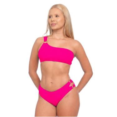 Imagem de Biquíni Feminino Um Ombro Só Liso Lycra Tecido Premium Todo Forrado Co