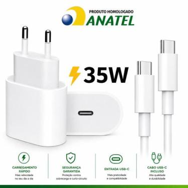 Imagem de Carregador Turbo 35W Cabo USB.C Compatível Iphone 15 16 17 - Hebros