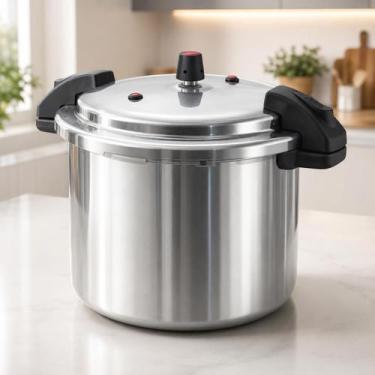 Imagem de Panela de Pressão 20L Alumínio Nacional Polido Cinza Reforçada Cozinha