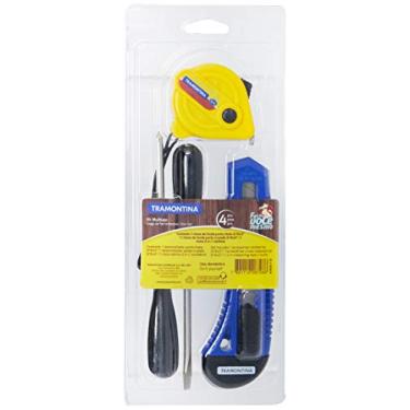 Imagem de Tramontina 43408118, Kit de Ferramentas 4 Peças, com 1 Trena 2 Chaves de Fenda Estilete, Uso Domestico