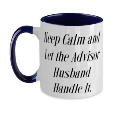 Imagem de Caneca Unique Idea Husband Two Tone 325 ml, Keep Calm and Let the Advisor Husband Handle, presentes para marido, presente da esposa, copo para marido