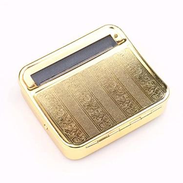 Imagem de LIUHD Máquina de fazer tabaco, manual "faça você mesmo" de metal portátil para cigarro de tabaco, rolo de ervas, ouro, 70 mm