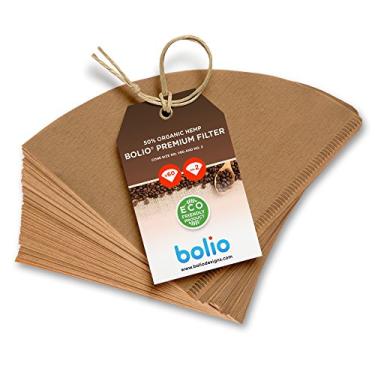 Imagem de Filtros de café de cone de papel de cânhamo premium sem alvejante – 100 unidades – Compatível com Hario V60 e todos os números 2 de Derramadores – Livre de corantes adicionados, fragrâncias, sem cloro e sedimento zero da Bolio (nº 2, tamanho de cone, pacote com 100)