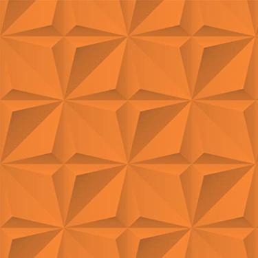 Imagem de Papel de Parede Adesivo Geométrico Efeito Gesso 3D Rolo 1m Diversas Cores Geométrico 3D:Laranja