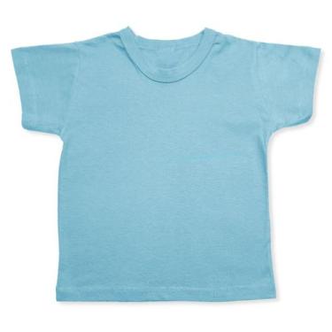 Imagem de Camiseta Infantil Bebe  Manga Curta P Ao G Malha Azul Lisa Básica 100%
