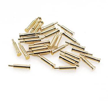 Imagem de Treedix 30 peças, banhado a ouro, com mola, dedal, pogo, sondas de 2,5 mm, diâmetro 9 mm, altura do cabeçalho Pogopin, conector de alvo através da retenção pino de teste PCB, dedal, pino de pogo, pino de sinal