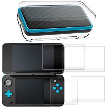 Imagem de Hard Case Compatible NEW 2DS XL with 2 Packs Screen Protector, AFUNTA Anti-Scratch Crystal Clear Case, with 4 Pcs Tempered Glass Protective Films for Top and Bottom Screen