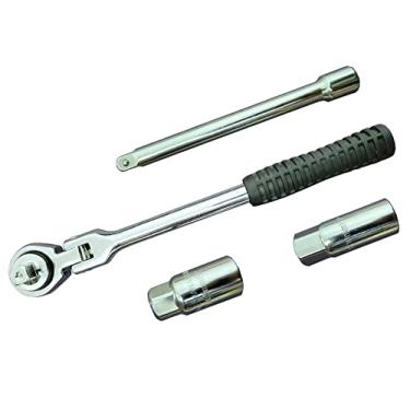 Imagem de Barra de extensão de 15,24 cm ajustável 4 vias, conjunto de chaves de catraca para vela de ignição, clipe quadrado de 5/8" 13/16", soquete de chave de torque longo de 24,5 cm
