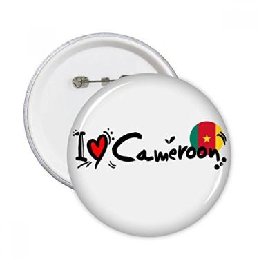 Imagem de I Love Cameroon Word Flag Love Heart Illustration Pins redondos Badge Button Emblema Acessório Decoração 5 peças